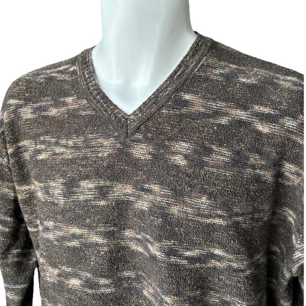 Zegna Lightweight Wool Blend V-Neck in an Earthy Multi-Tonal Knit - Size 50/M - Picture 7 of 14